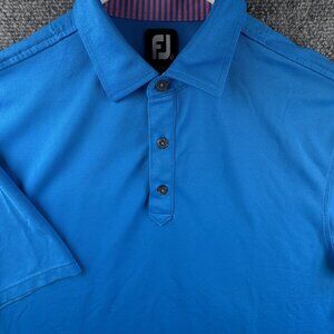 Footjoy Golf Polo Shirt Blue Short Sleeve Large Polyester Stretch Wicking Adult